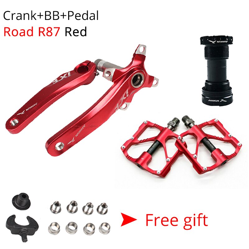 Jiankun 170mm krank mtb cykel 2pc 9/16in pedal 104 bcd ixf arm kædering aluminium landevejscykel kranksæt med bundbeslag bb