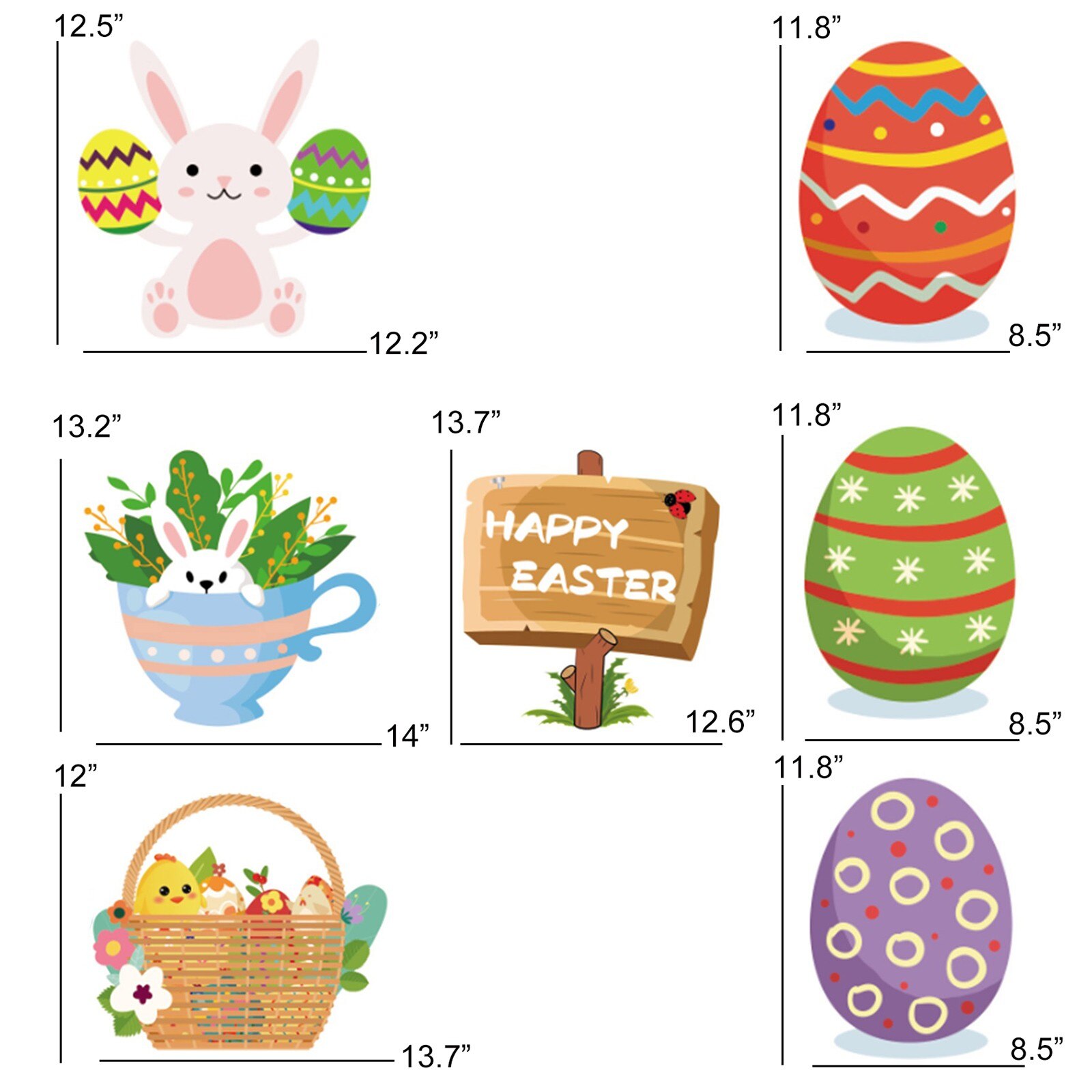 7 Pcs Easter Day Decorations Outdoor Garden Lawn Yard Sign With Stakes Happy Easter Day Garden Decoration Lawn Yard