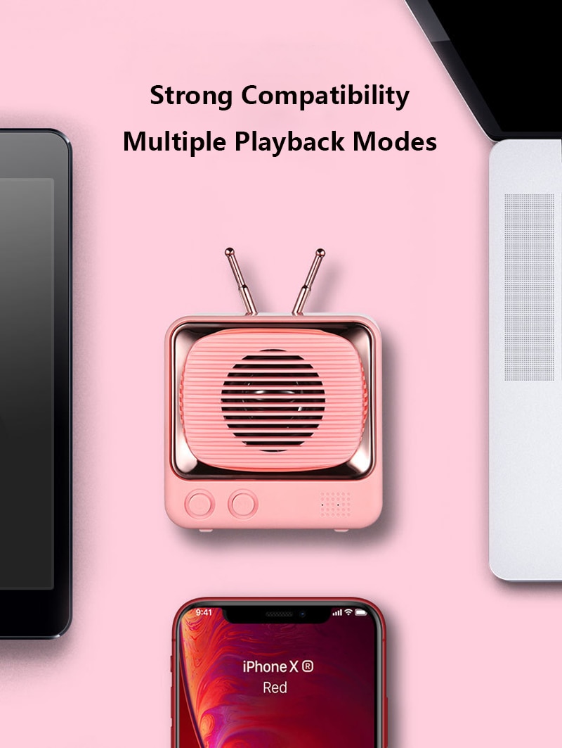 Nuovo DW02 retrò Piccola TV mini Altoparlante Altoparlante del Bluetooth Senza Fili Della Carta di Subwoofer della Radio oratore Radio Portatil sono Fm Radio Ini Radio