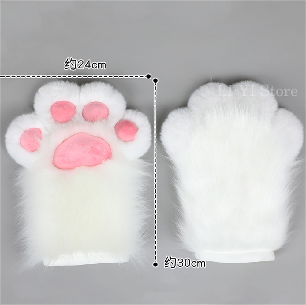 4 Colors Cute Animal Wolf Foxes Cat Paw Claw Gloves Bear Cosplay Costume Cos Props Animal Furry Plush Paw Gloves Fursuit Mitten