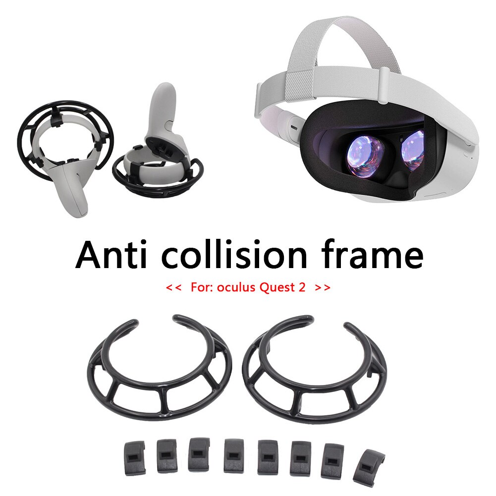 1 Pair Anti-collision Ring For Oculus Quest 2 VR Touch Controller Protective Cage Anti-Shock Controller Frame Protective Cover