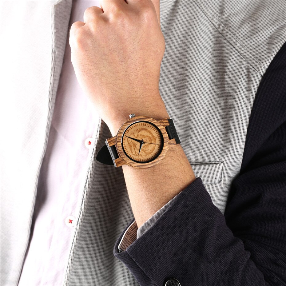 RORIOS Heren Horloges Houten Super Licht Quartz Natuurlijk Houten Horloge Horloges Mode Mannen Houten Horloge, Ebony., armband