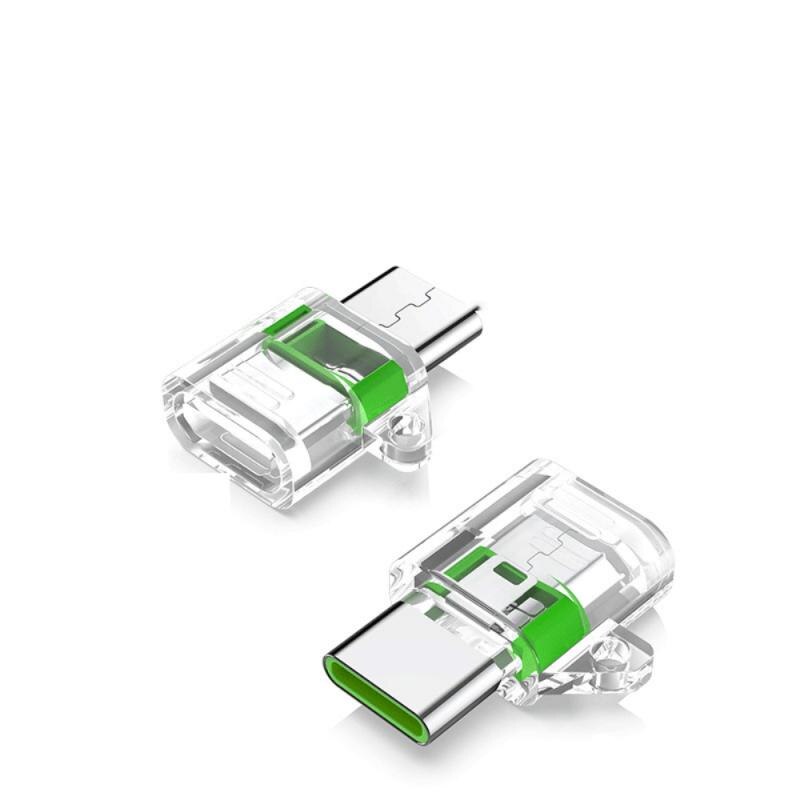 1Pc Micro Usb Naar Usb C Adapter Mobiele Telefoon Adapter Microusb Connector Adapter Lanyard Mond Type C Adapter Voor huawei Xiaomi: green