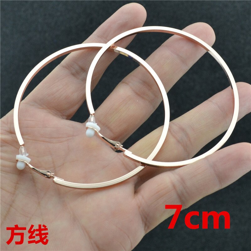Große kleine Gold kreis Quadrat linie Runde Clip auf sterben ohr Ohrringe Band für frauen mit kissen Pad Nicht durchbohrt Ohrringe: Rose Gold Clip 7cm