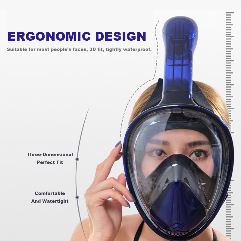 Adult Snorkeling Full Face Swimming Mask Breathing Tube Full Dry Diving Masks Scuba Swim Goggles Diving Equipment