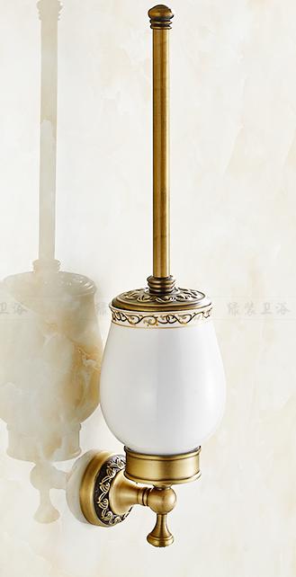 Antique Brushed Brass Bathroom Accessories Sets European Carving Bronze Bathroom Hardware Set Bathroom Products Rw2: brush holder