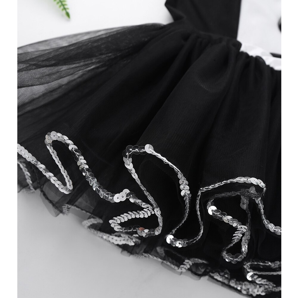 Girls Tuxedo Look Tutu Ballet Dance Costume Sequins Trimming Gymnastics Leotard Ballet Mesh Tutu Dress ballerina dress kids Girl