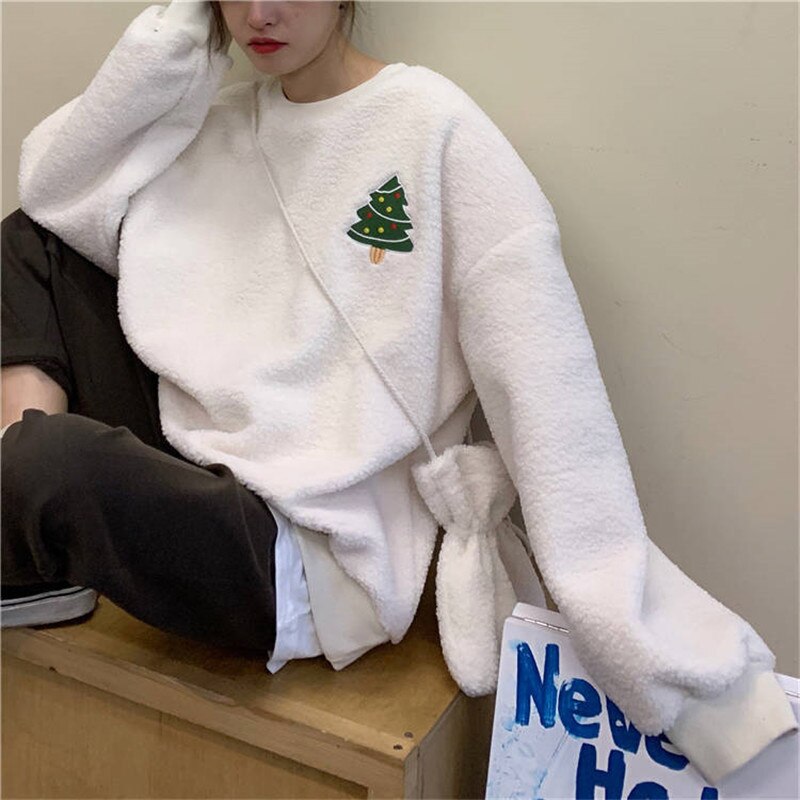 Christmas Home Clothes Women Warm Thick Homewear Lamb Wool Winter Lounge Wear