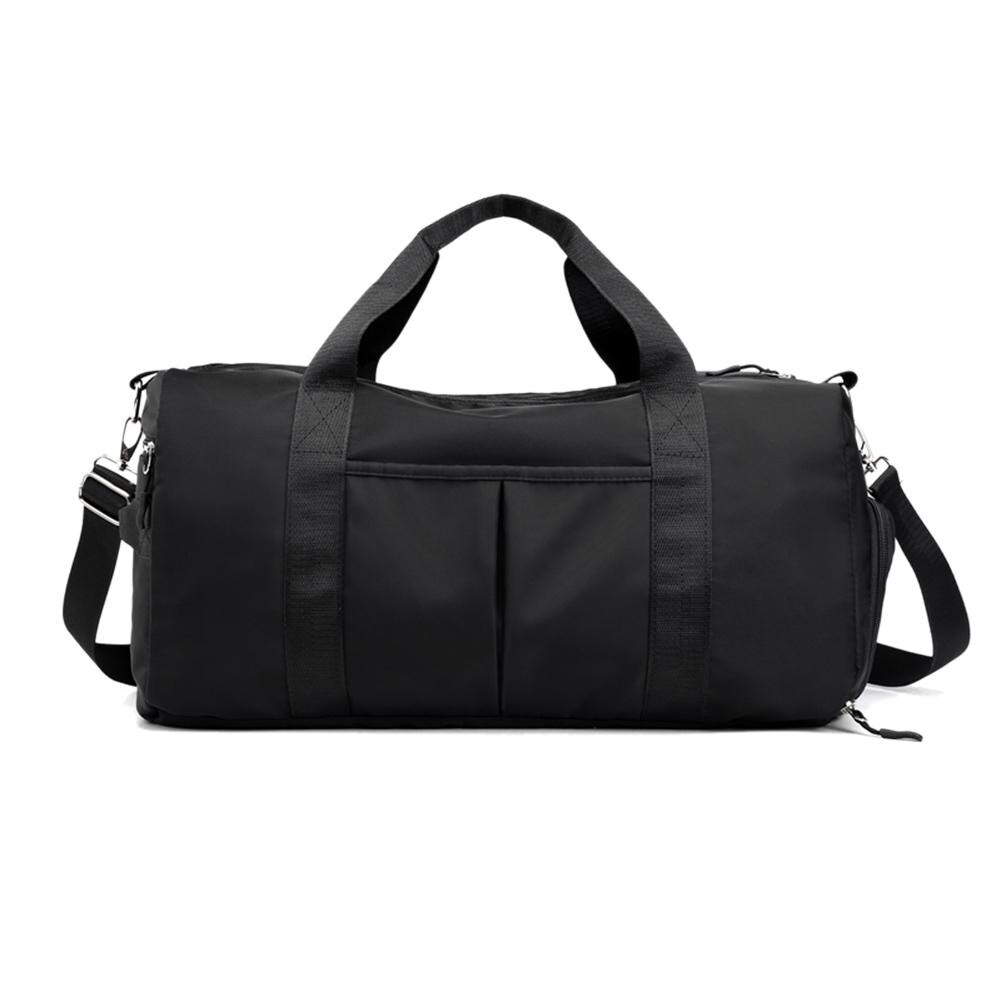 Multifunction Sports Gym Shoulder Bag Women Men Large Campacity Nylon Travel Pocket Fitness Waterproof Training Handbags: Black