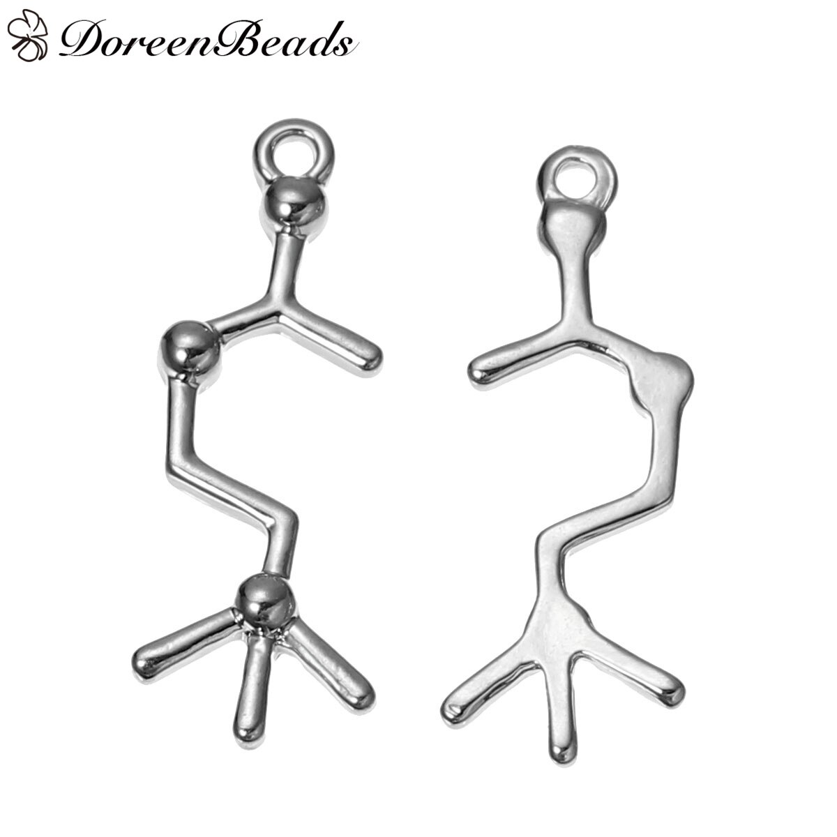 DoreenBeads Alloy Molecule Chemistry Science Charms Acetylcholine dull silver color 26mm(1&quot;) x 10mm( 3/8&quot;), 10 PCs