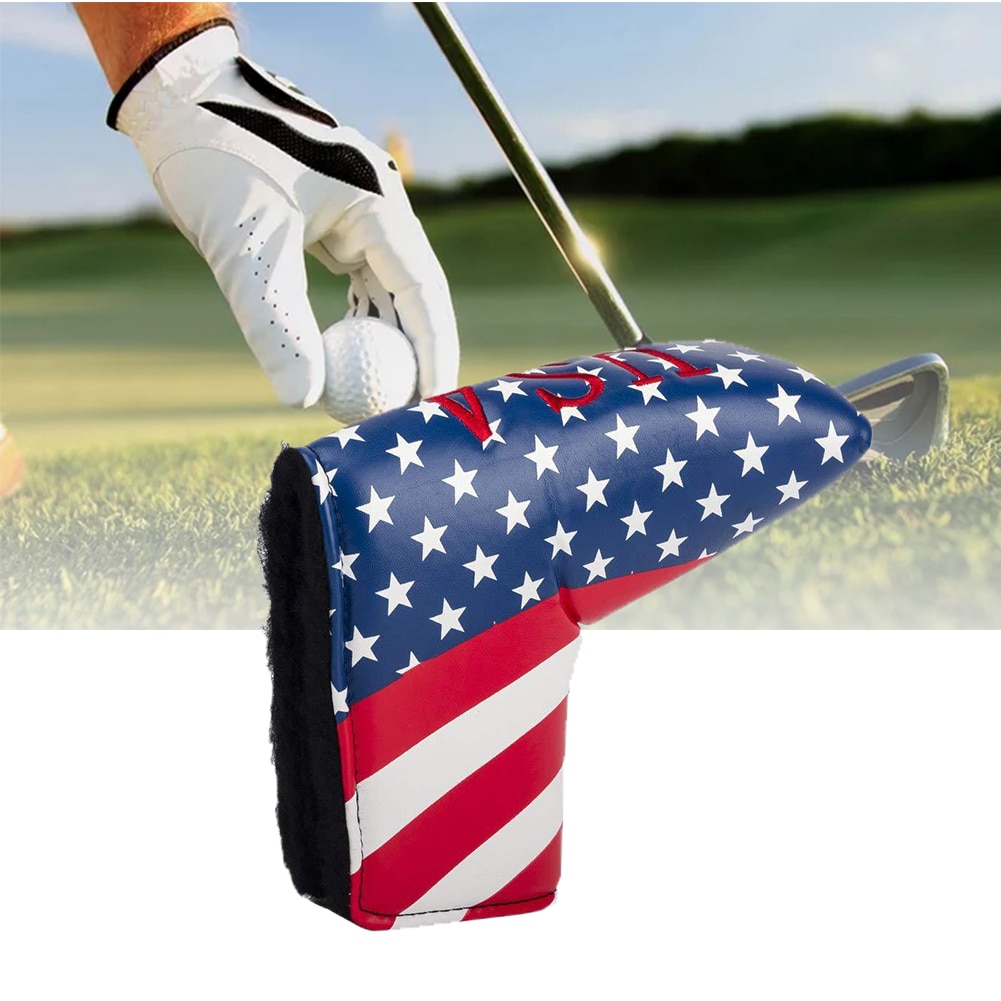 Blade For Scotty Storage Waterproof American Flag Outdoor Golf Putter Cover Protective Durable PU Leather Headcover Portable