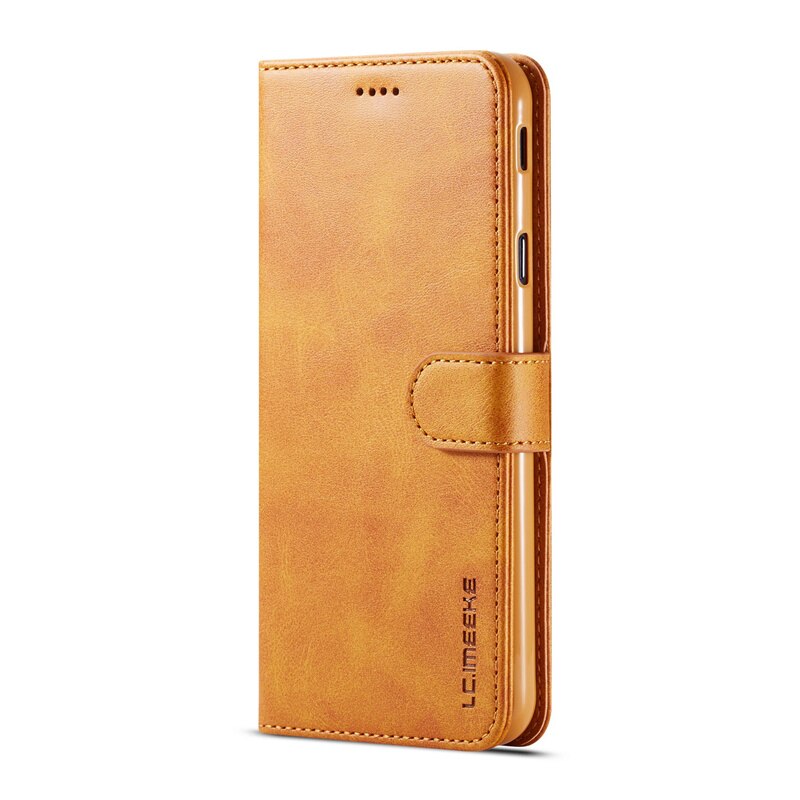 Voor samsung  j4 plus hoesje leren vintage telefoonhoesje op samsung galaxy  j4 hoesje flip portemonnee hoesje voor hoesje samsung  j4+  cover: Samsung  j4 plus / Geel