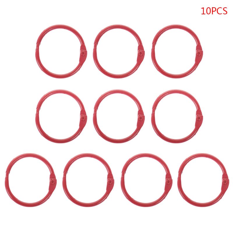 10pcs Metal Loose Leaf Binder Ring Book Hoops DIY Albums School Office Supplies Craft X6HB: R