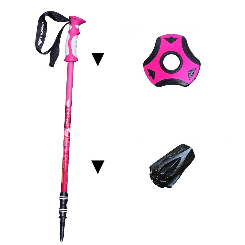 Walking Stick Aluminum alloy 3 Section Straight handle Damping 65-135cm Mountain-climbing Crutch Outdoor Hiking Sirius 1 Series: Burgundy