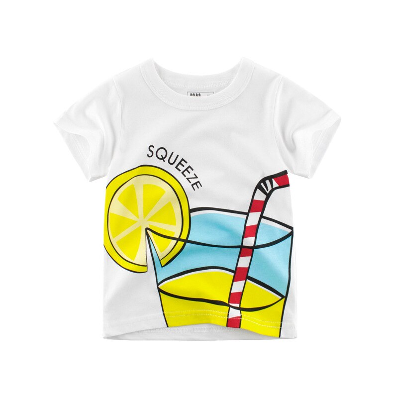 Summer Children Cartoon Letter Print T-shirt Short Sleeve Round Neck Pullover Boys Moisture Wicking Cozy Breathable Top: 130