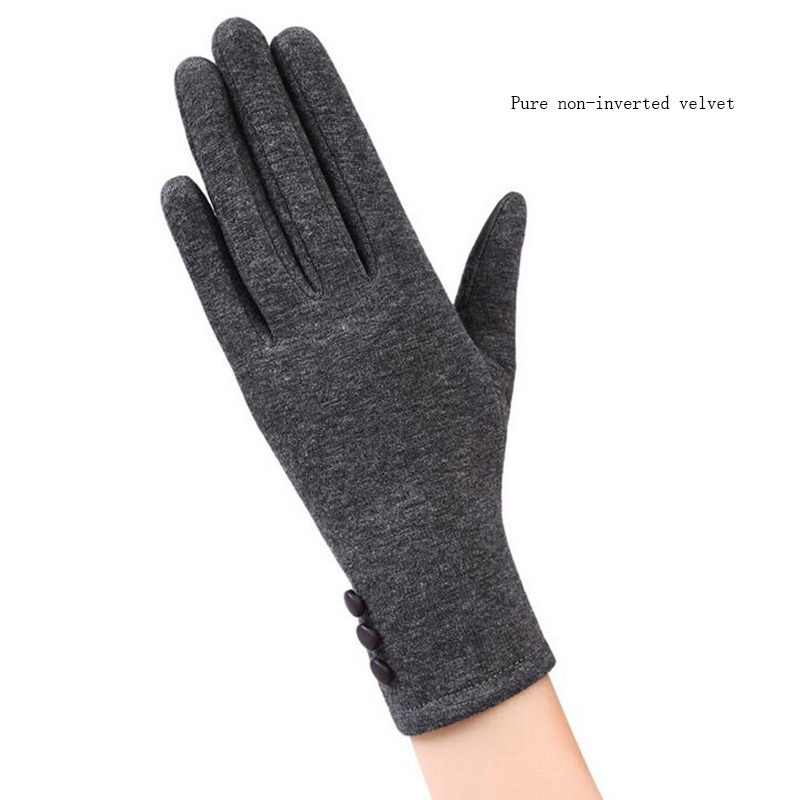 Guantes de Cachemira de algodón para mujer, manoplas cálidas de felpa interior para deportes, Fitness, pantalla táctil, para ciclismo, de dedo completo, C54, Otoño e Invierno: 19B Gray