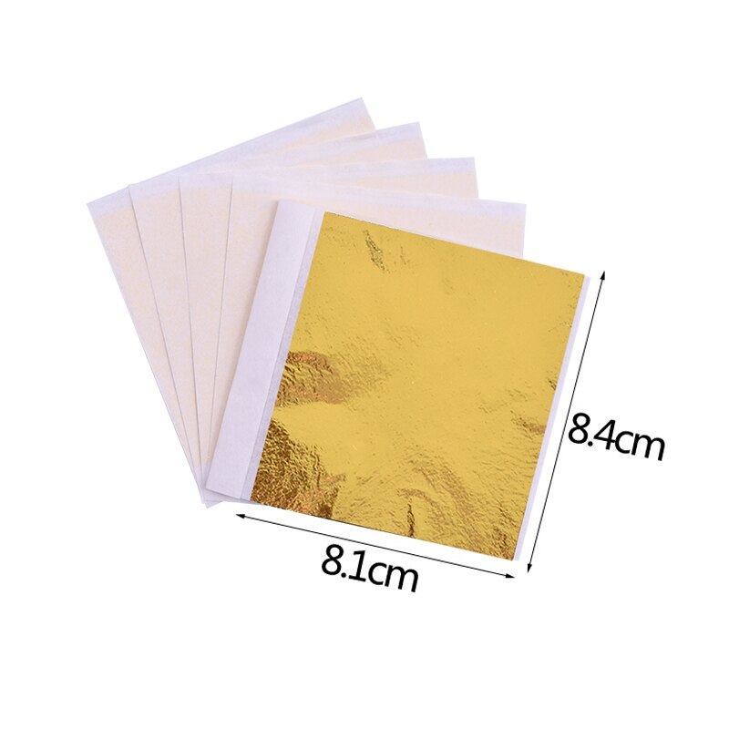 100 pçs 8x8.5cm arte artesanato papel imitação de ouro tira folhas folha cobre folhas folha papel para dourado diy artesanato decoração