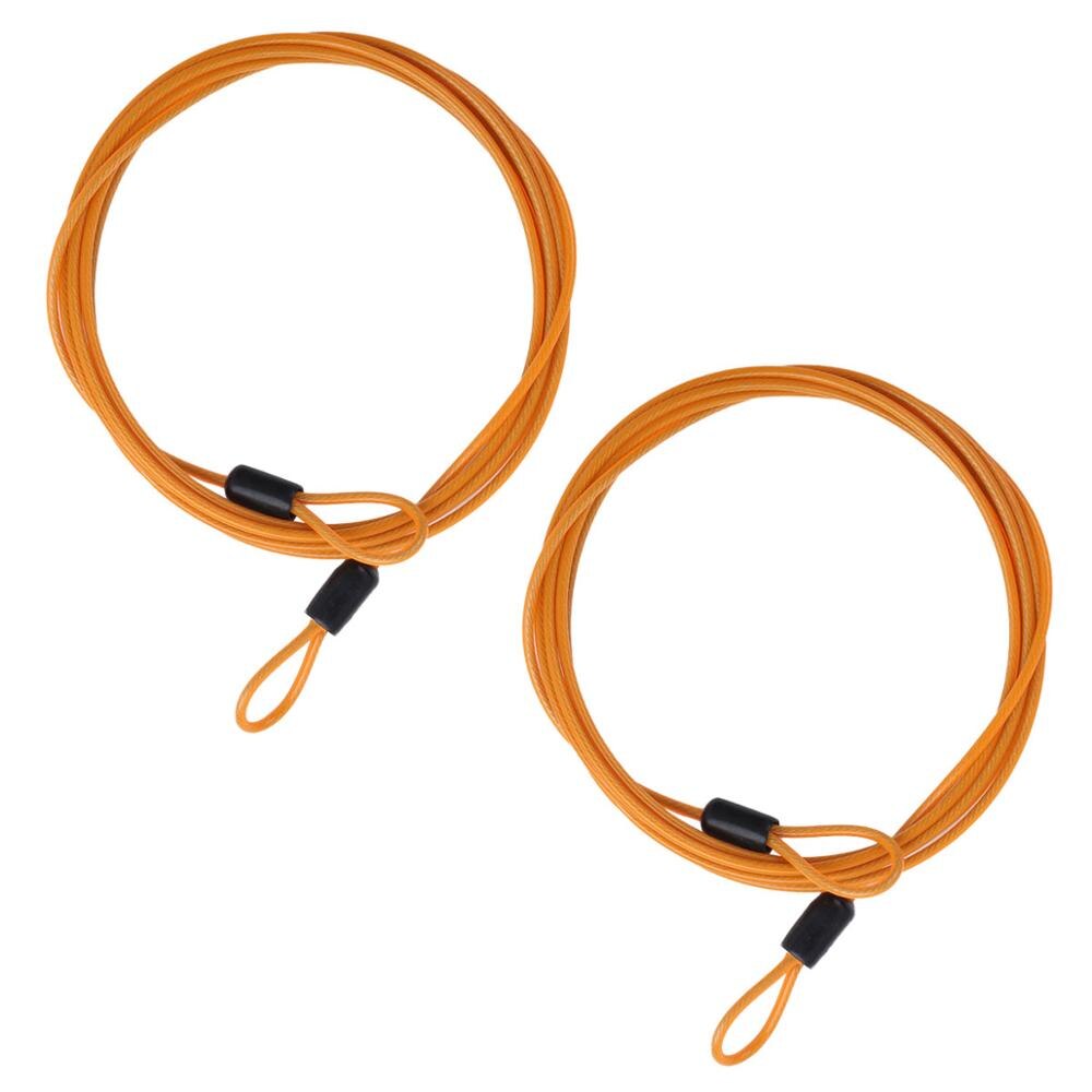 2 Veiligheid Loop Kabel Fietsen Lock Sluiting Zware Bagage Tas Veiligheid Draad Herbruikbare Dubbele Lus Anti Diefstal Vaste metalen Touw: Orange