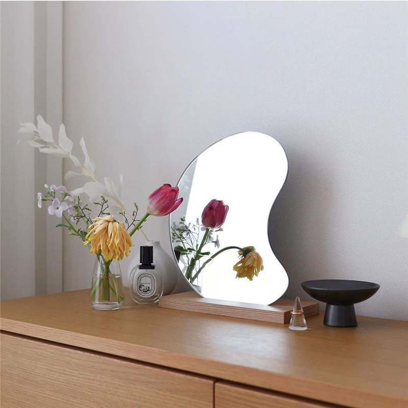 Koreanisch Dekorative Spiegel Dressing Spiegel SchöNe Spiegel Schlafzimmer Schlafsaal Welle Mond Spiegel Hut EINE Basis Eitelkeit Spiegel Hause Dekor