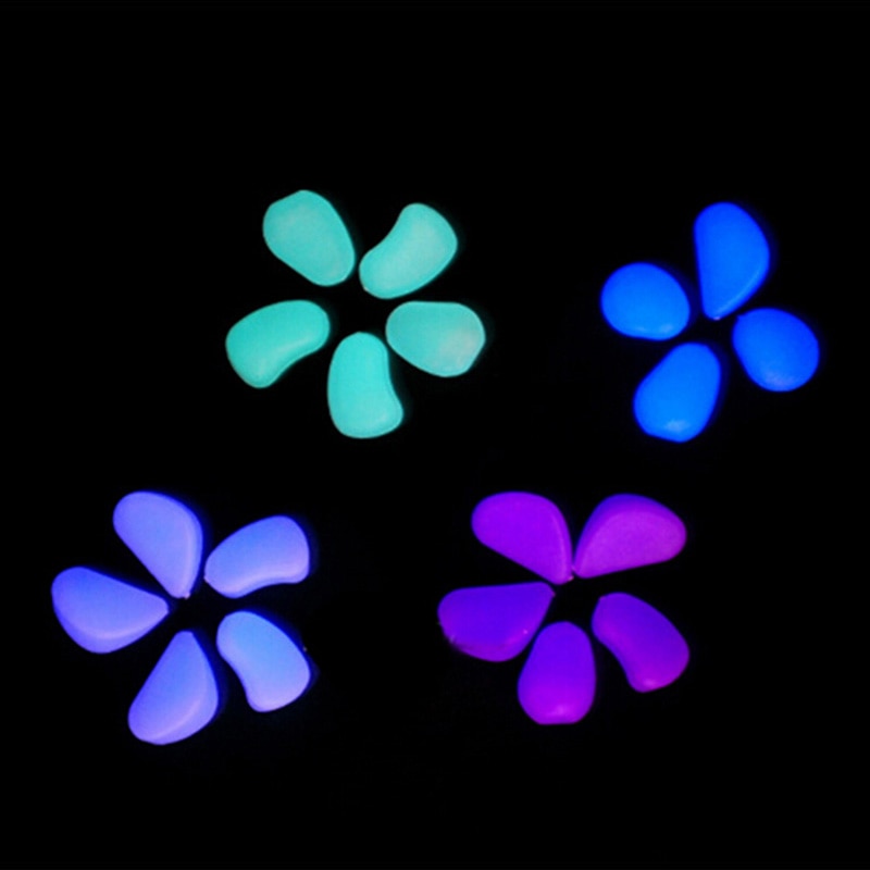 10 Uds. Piedras de guijarros artificiales que brillan en la oscuridad adornos para el hogar suministro de adoquines luminosos jardín pecera decoración de acuario