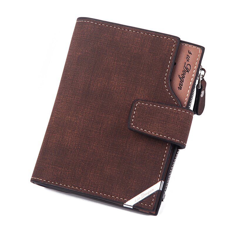 wallet Short vertical Male Coin Purse casual multi-function card Holders bag zipper buckle triangle folding: 8