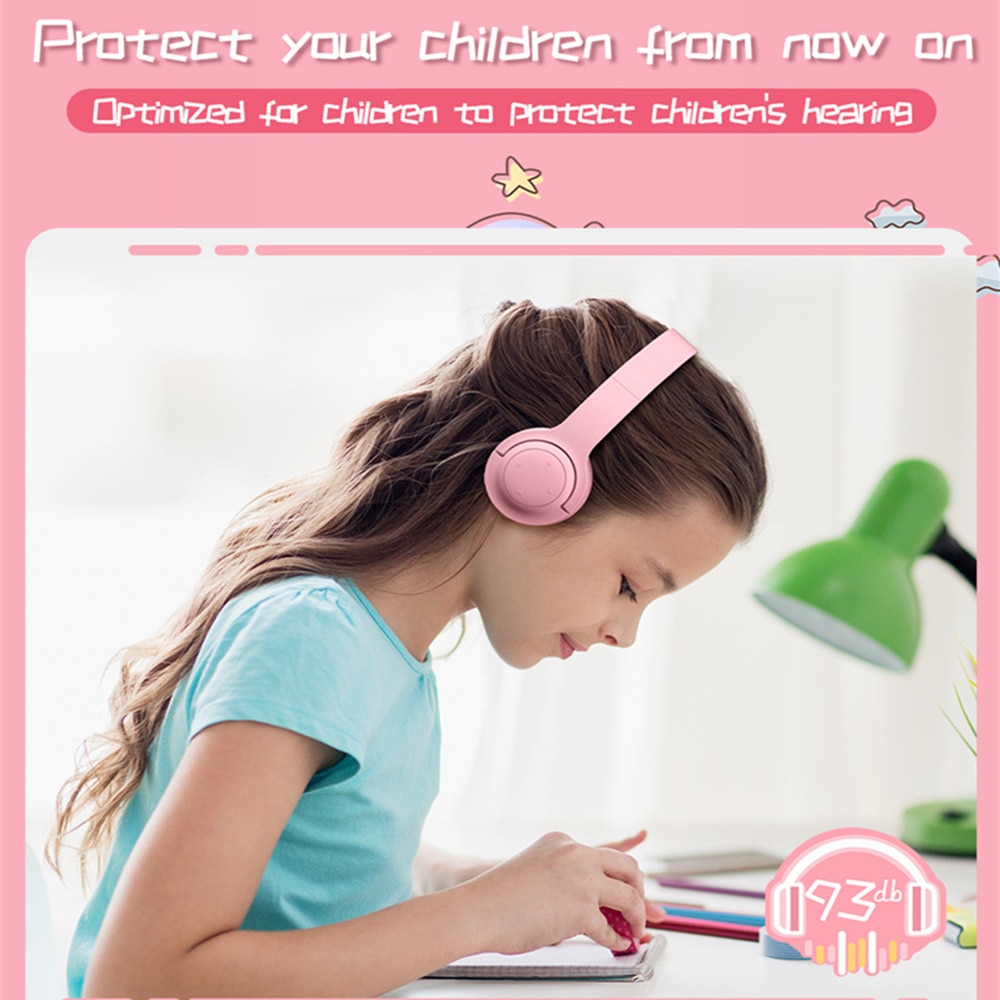 Słuchawki Bluetooth 5.0 dla dzieci z ograniczoną głośnością 93dB, słuchawki bezprzewodowe składane Stereo na ucho dla dziecka telefon Pc Laptop
