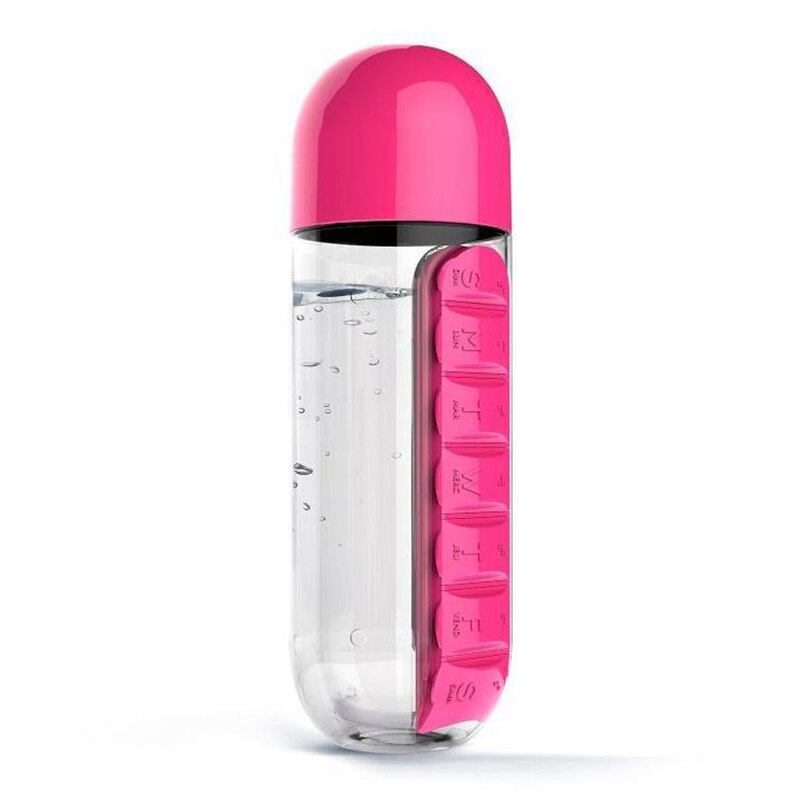 600Ml Plastic Pillendoosje Water Fles 2 In 1 Geneeskunde Organizer Drink Fles Lekvrije Shaker Outdoor Draagbare reizen Cup Mok: D