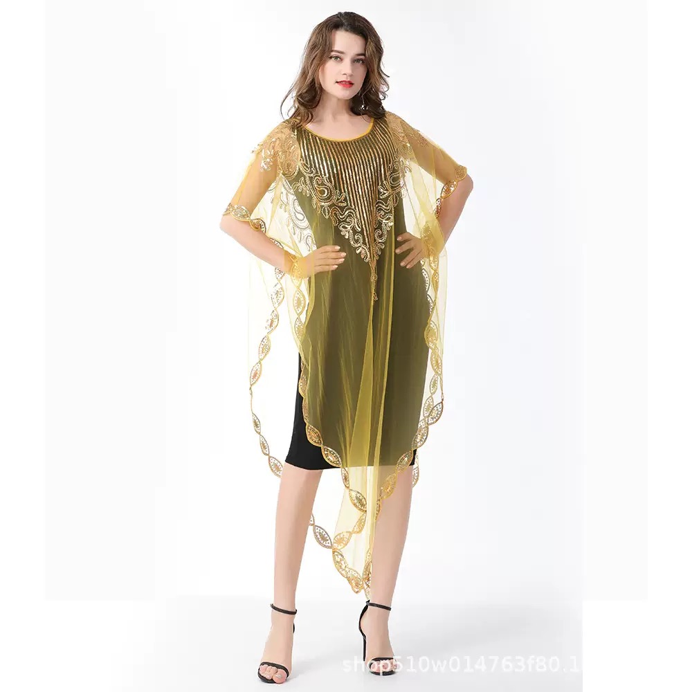 Vestido de cardigã de lantejoulas em gaze feminina, roupas de festa, entrega gratuita, vermelho, verde, azul, preto, moda, novo: Rosa