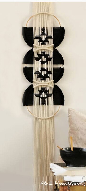 Decoración creativa de pared de algodón, tapiz redondo de madera, colgante de pared de macramé, tejido a mano, estilo Simple de Mandala para decoración de habitación y casa: Style F