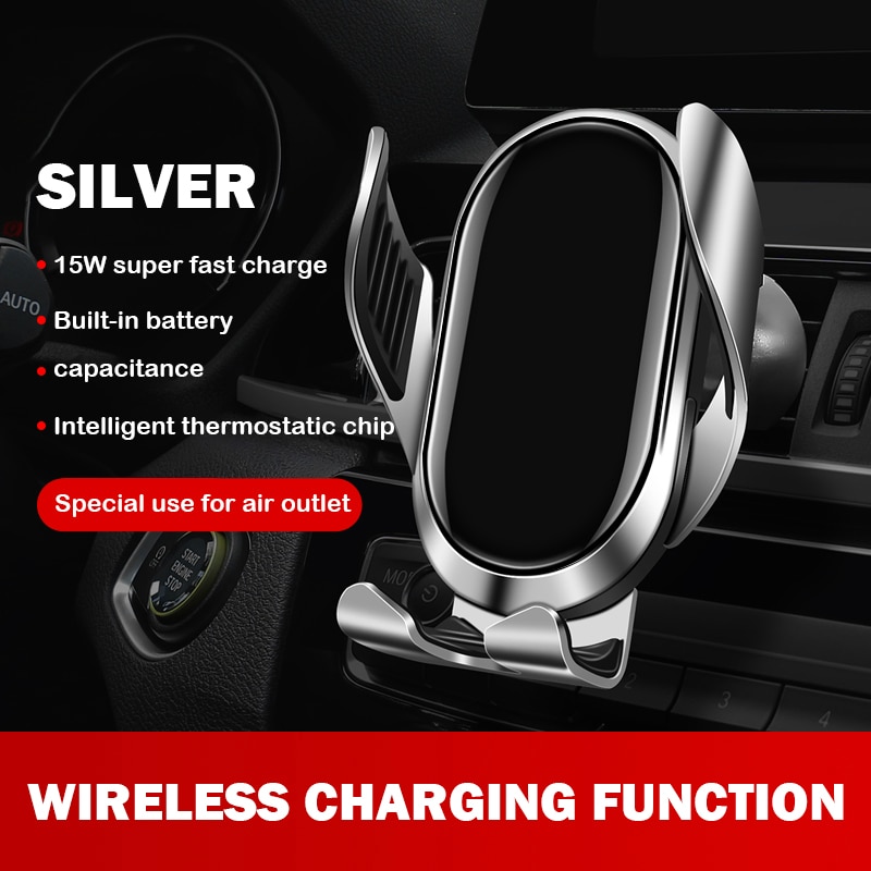 15w draadloze autolader qi snellaadaccessoires voor mobiele telefoons oplader inductieondersteuning telefoon voiture metaal
