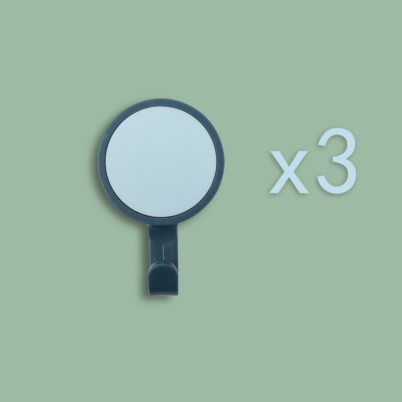 Muur Gemonteerde Sterke Nail-Gratis Haak Geplakt Effen Gekleurde Muur-Gratis Punch-Gratis Naadloze Haak Badkamer keuken Haak 3 Pcs Verkoop: Light Dark Blue