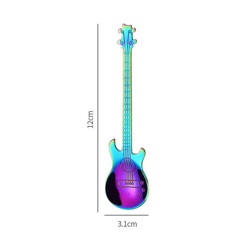 Edelstahl Kreative Kaffee Nachtisch Tee Löffel Musik Thema Gitarre bilden Eis Bar Musik Bar Löffel Küche Zubehör: bunt