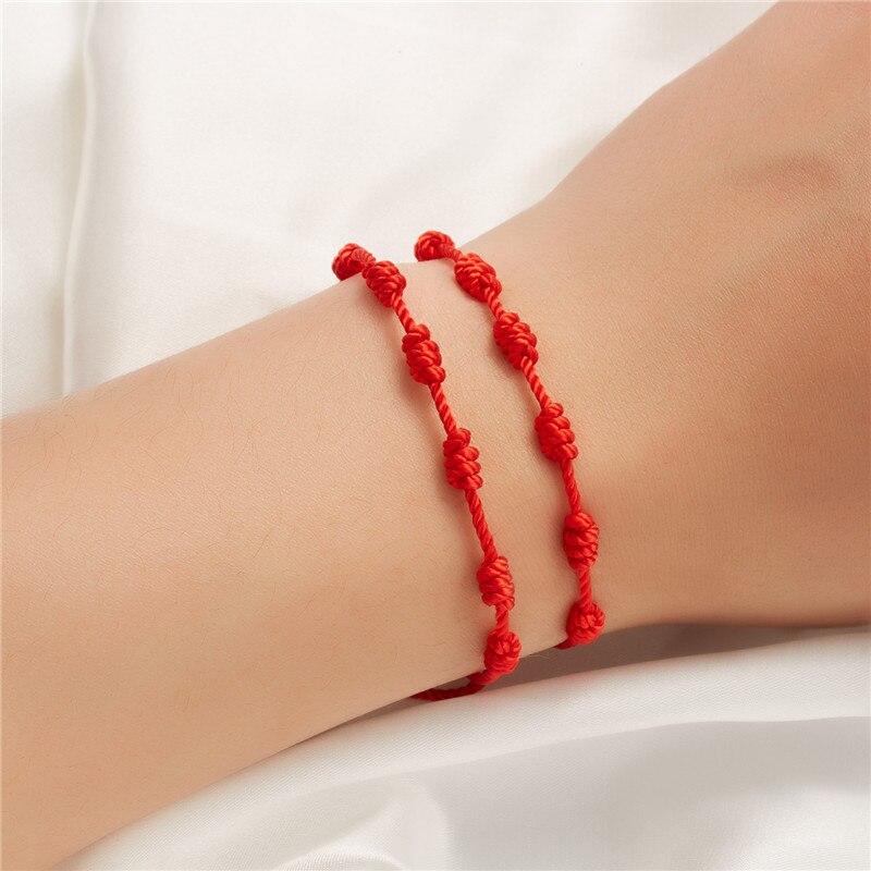 Handmade 7 Knots Lucky Red String Bracelet for Protection lucky Amulet and Friendship Braid Rope Couple Jewelry