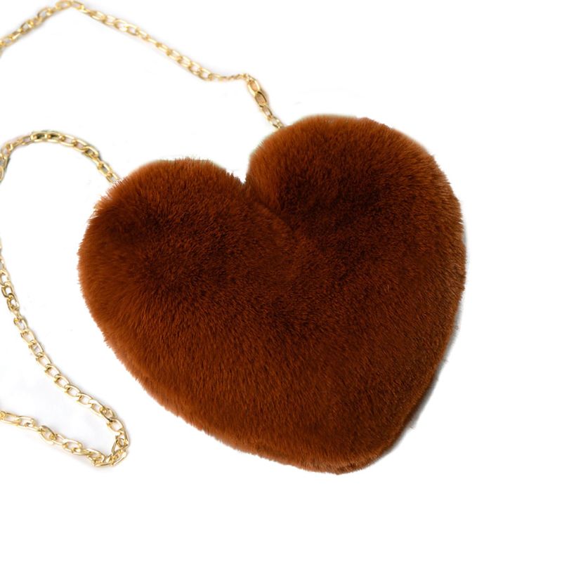 Mini borse a tracolla pelose a forma di cuore borse a tracolla in peluche pelose per donna M5TE: 2