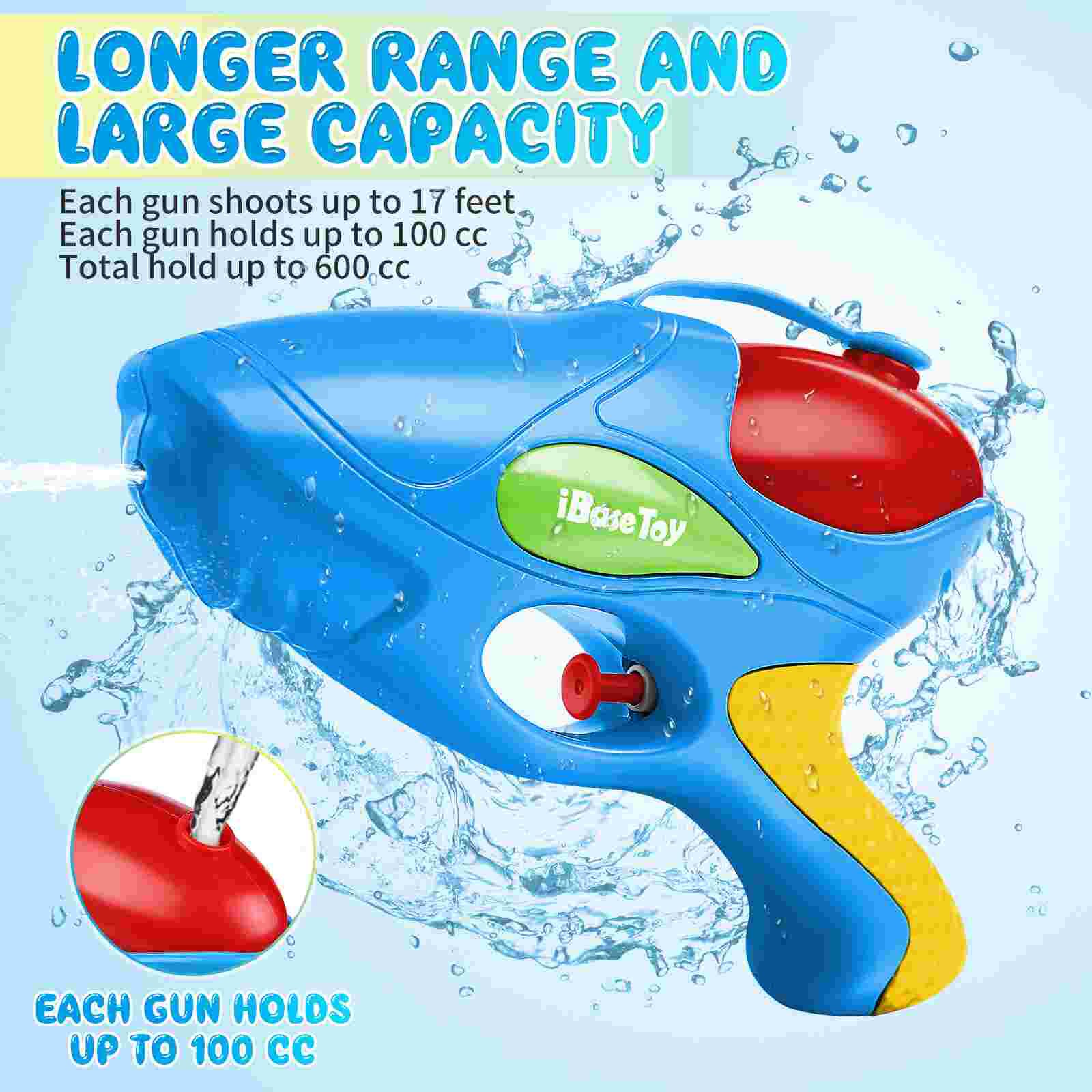 IBASETOY 6pcs Water Guns Water Shooting Play Game Toys Summer Swimming Pool Beach for Children Kids Party