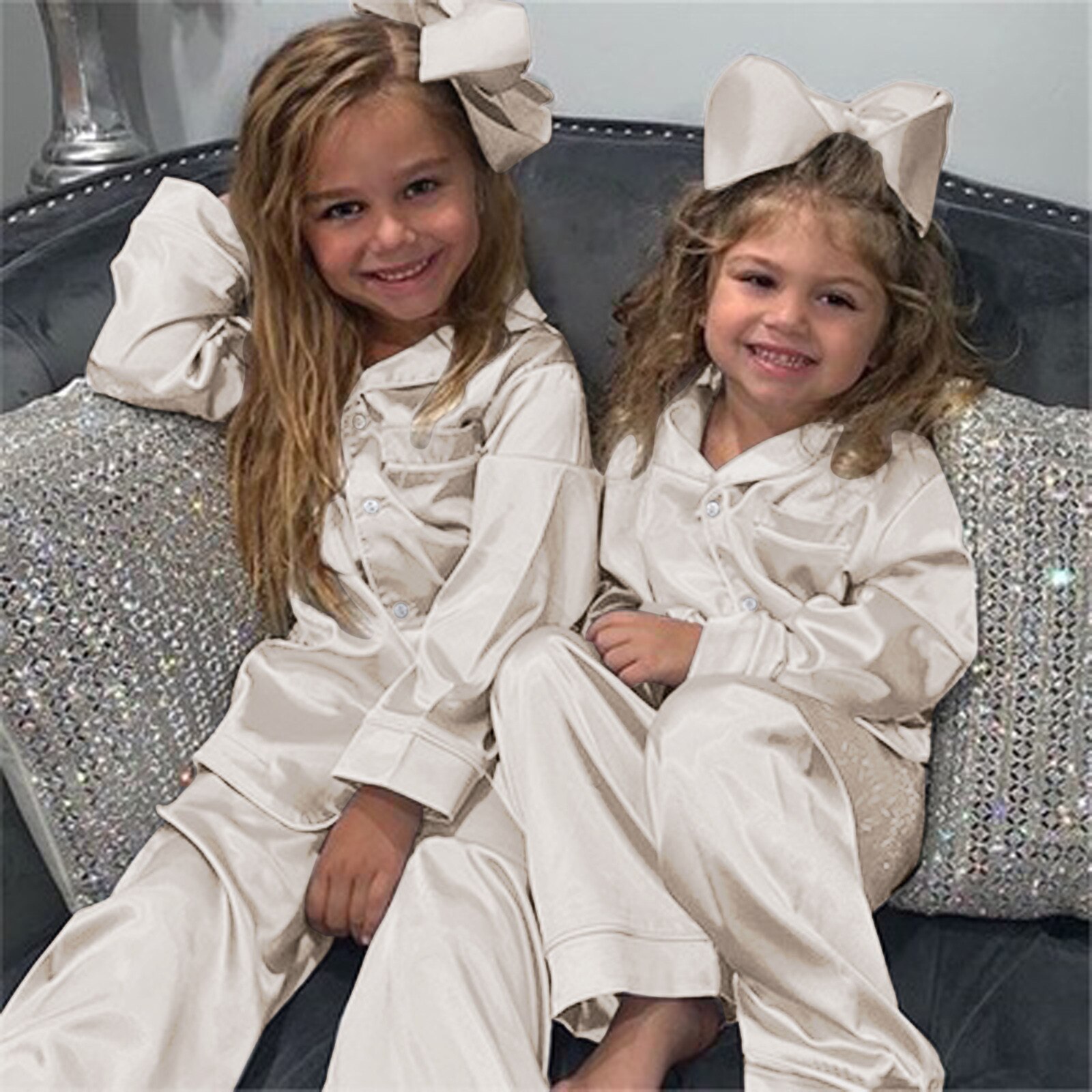 Peuter Nachtkleding Outfits Set Kinderen Baby Boy Meisje Herfst Winter Jaar Lange Mouwen Tops + Broek Pyjama Enkele Breasted kleding