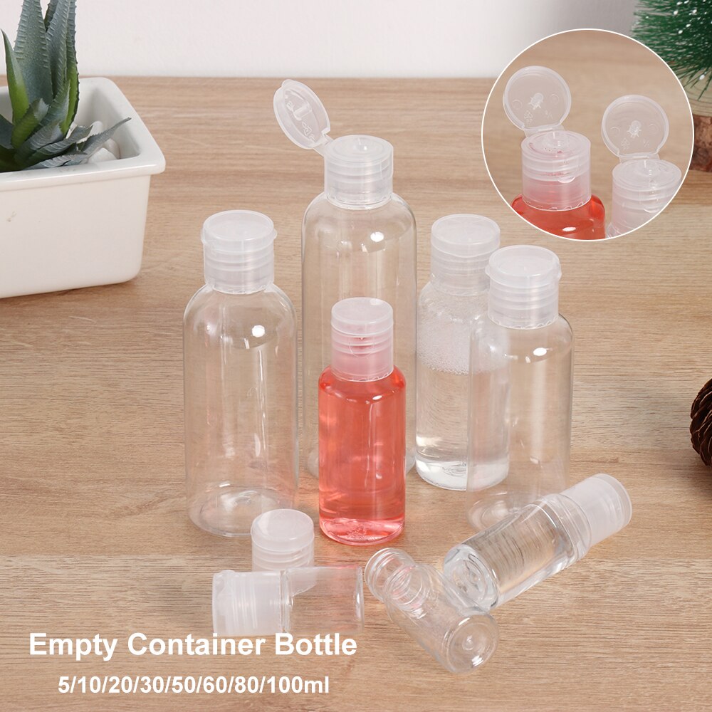 1 stk klar tom rejseflaske makeupbeholder kosmetisk lotion genopfyldelig squeeze jar shampoo shower gel flaske 5-100ml