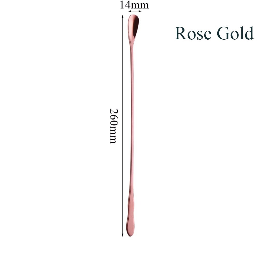 Stijl 1Pc Rvs Koffie Lepel Met Lange Steel Kleurrijke Koffie Scoops Dessert Thee Lepel Gevulde Keuken Gadget tool: 260mm rose gold