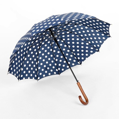 2021 ombrello da esterno in legno massello con manico lungo ombrello automatico di lusso UV ombrello da pioggia per donna ombrello da sole portatile da esterno estivo: Blue