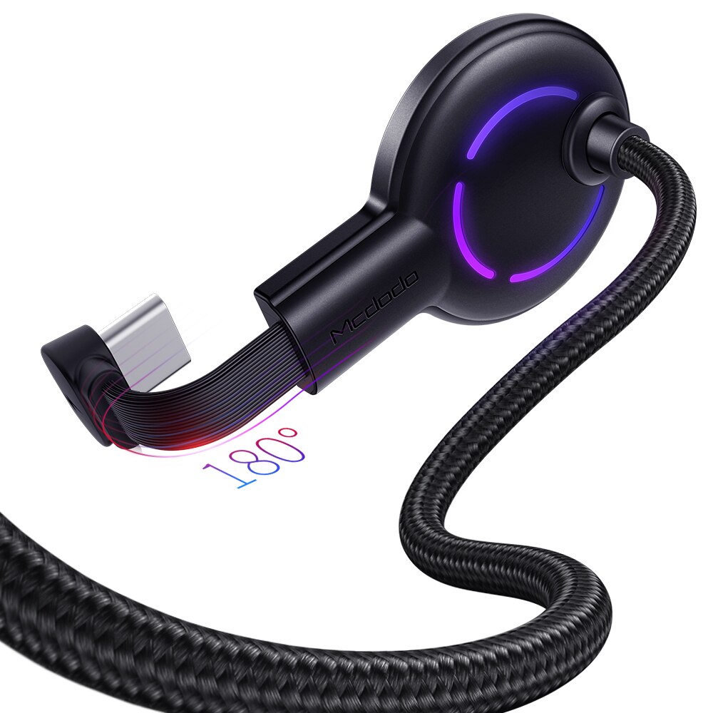 Mcdodo USB Typ C Ellenbogen für Spiel Kabel QC 4,0 Schnelle Ladung LED Kabel für Samsung Xiaomi Huawei USB C Telefon Ladegerät Kabel: 2m
