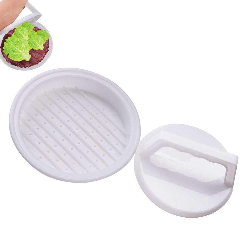1 sæt rund form hamburger presse madkvalitet plast hamburger kød oksekød grill burger presse patty maker skimmel skimmel køkken værktøj