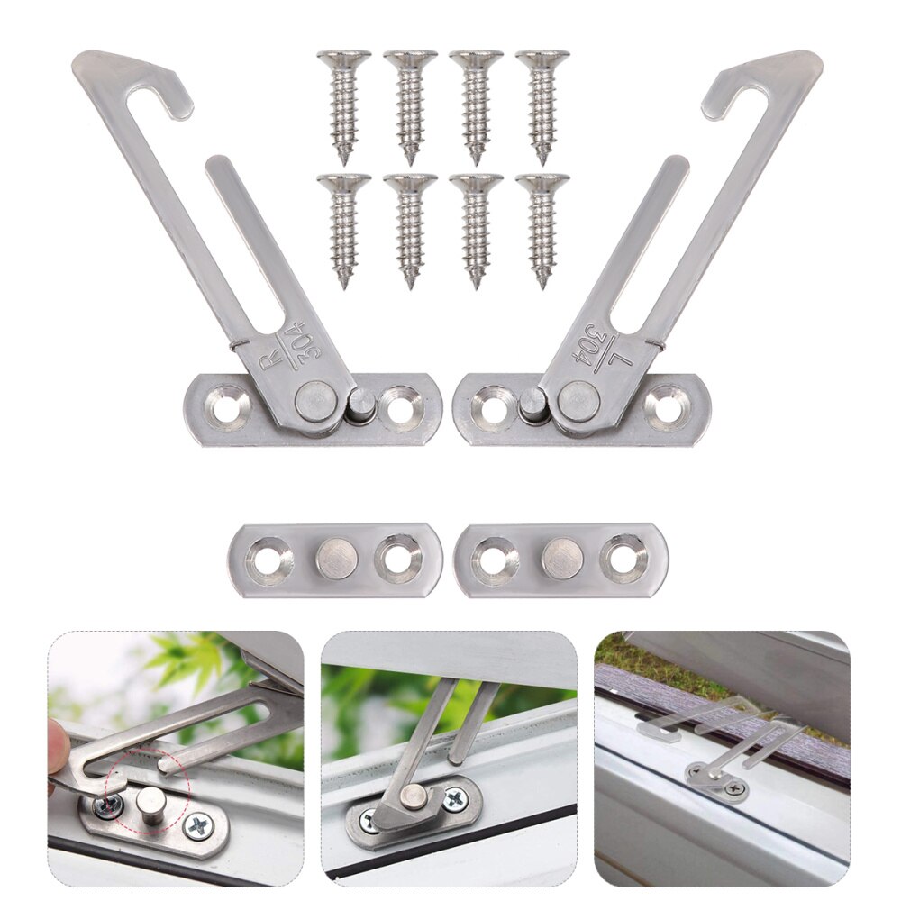 1 Set Window Restrictor Strong Sturdy Durable Steel Window Lock Sliding Window Hook Window Restrictor for Home