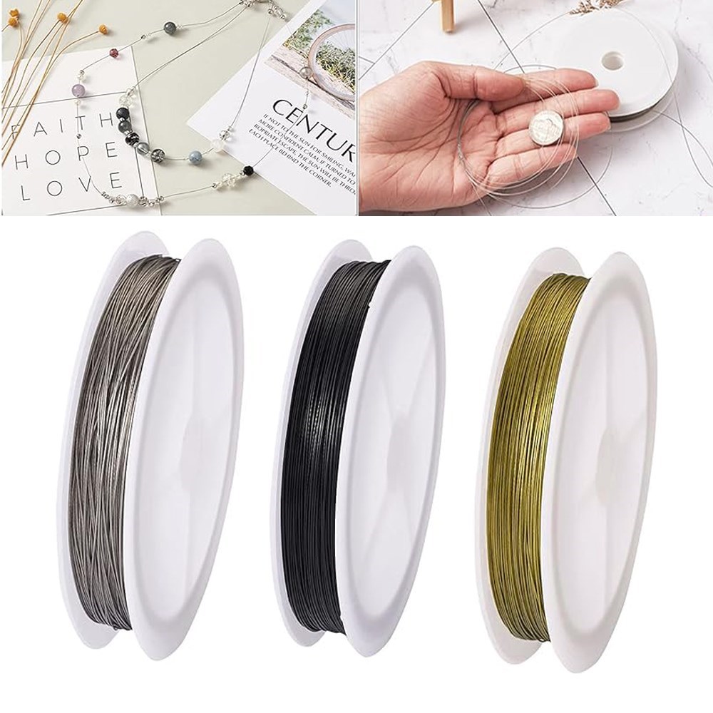 1 Roll 0.3-0.7mm Bead Stringing Wire,Anti-bite Wear Resistant Strong Line Stainless Steel Beading Wire for DIY Jewelry Making
