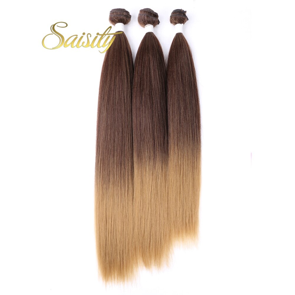 Saisity Weaving 26 Inch High Temperature Fiber Straight Synthetic Weave 3 Pcs/lot Natural Yaki Hair Bundles Black Long Hair