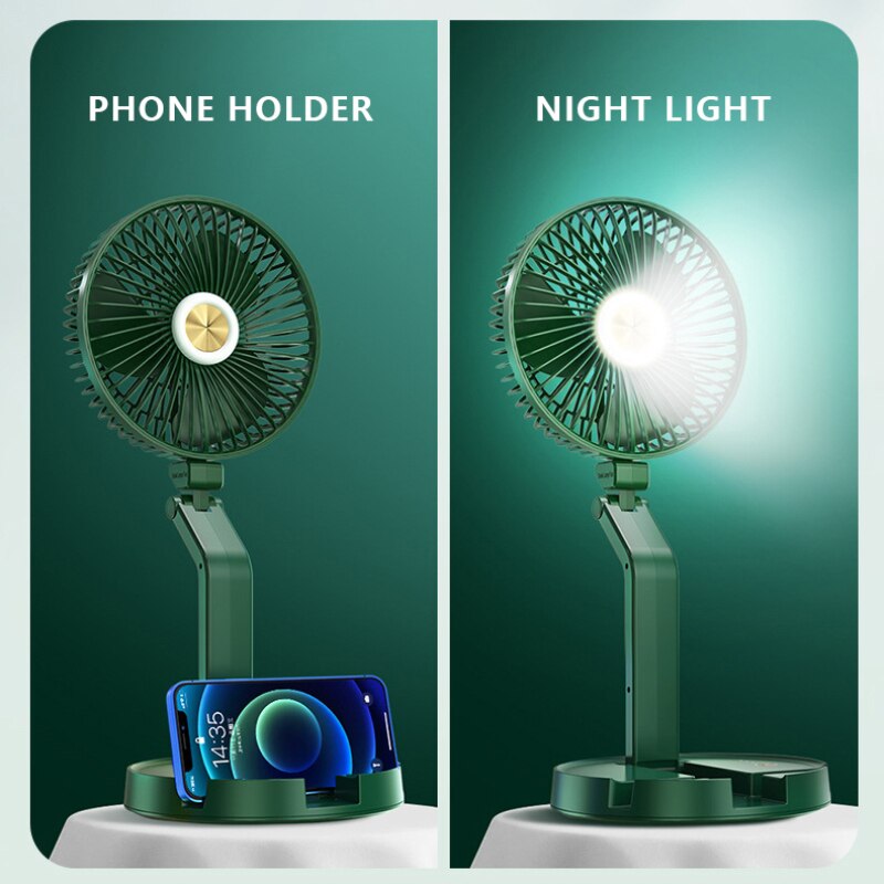 Portable Cooling Desktop Fan 3 Speed Personal Adjustable Folding Desktop Fan With Table Lamp For Office Household Traveling