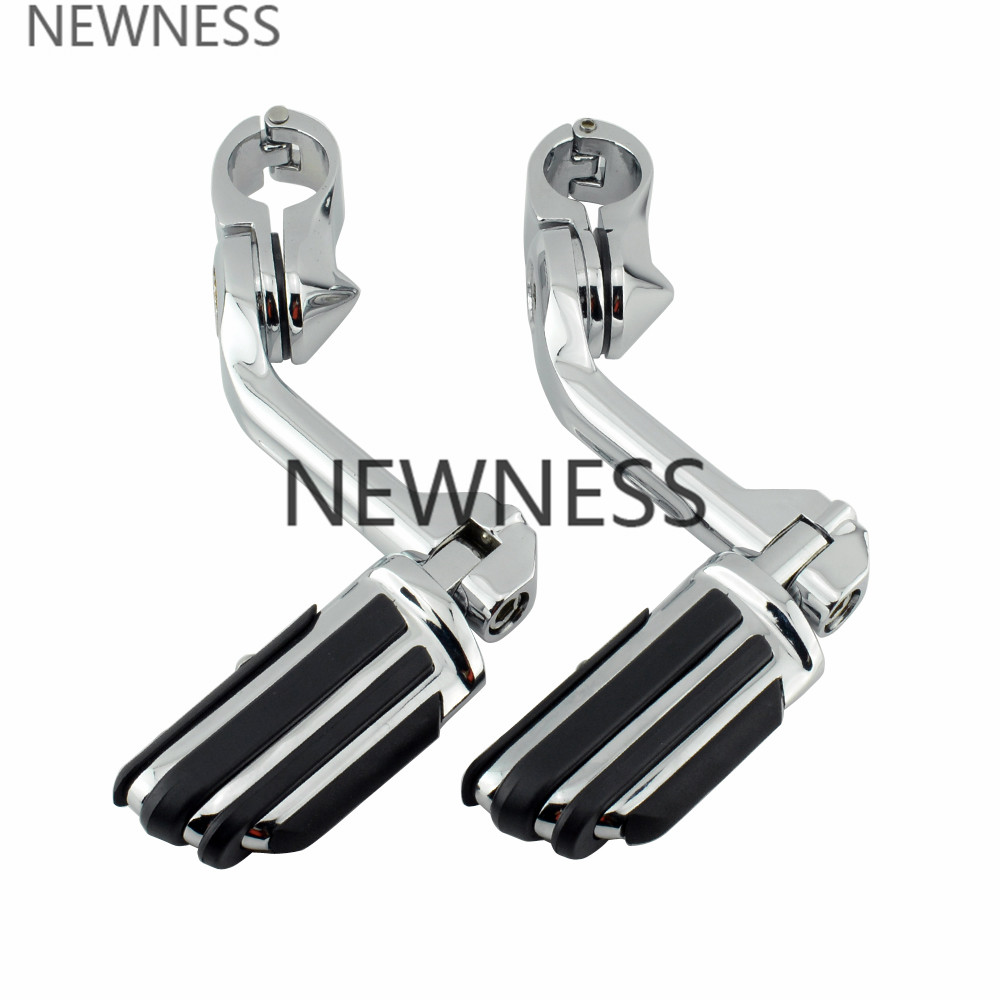 Motorcycle Foot Pegs Adjustable Long Angled Highway Peg Mount 1 1/4" 32mm Engine Guard Footrest for Harley Sportster Dyna