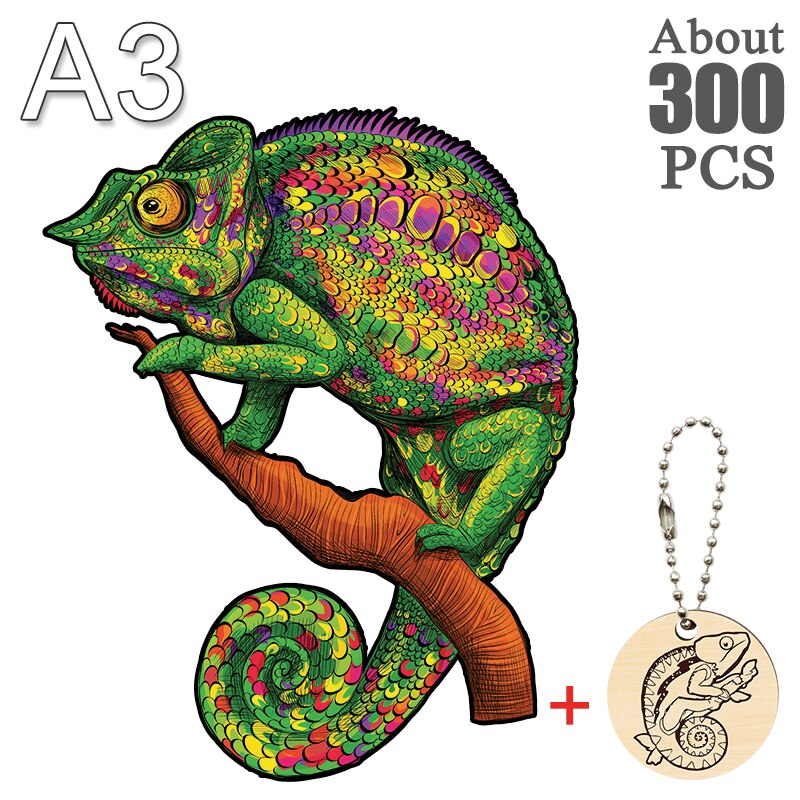 Puzzle caméléon 3D En Bois pour enfant et adulte, jeu de magie, Puzzle éducatif, du nouvel an: BSL-06-A3