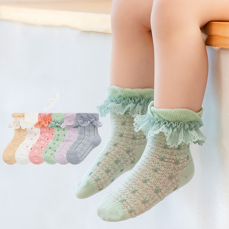 Summer Children Thin Cotton Princess Socks Baby Infant Girls Sweet Breathable Mesh Lace Socks Clothes Accessories