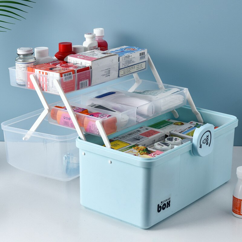 3 couches en plastique boîte de rangement boîte médicale organisateur multifonctionnel Portable armoire à pharmacie famille Kit d'urgence boîte directe