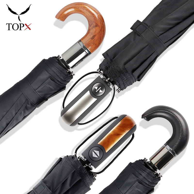 Classic English Style Umbrella Men Automatic 10Ribs 3Folding Strong Wind Resistant Umbrellas Rain Women Business Male Parasol